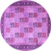 Round Machine Washable Persian Purple Traditional Area Rugs, wshtr1431pur