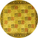 Round Machine Washable Persian Yellow Traditional Rug, wshtr1431yw