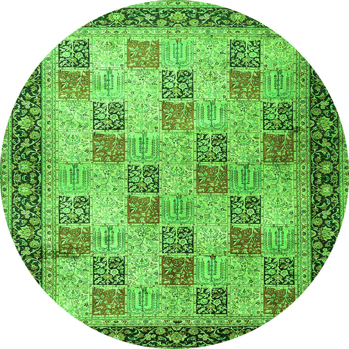Square Persian Green Traditional Rug, tr1431grn