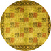 Round Persian Yellow Traditional Rug, tr1431yw