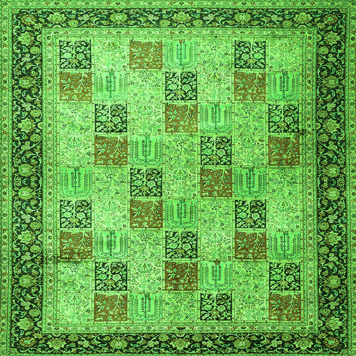 Serging Thickness of Persian Green Traditional Rug, tr1431grn