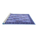 Sideview of Machine Washable Persian Blue Traditional Rug, wshtr1431blu