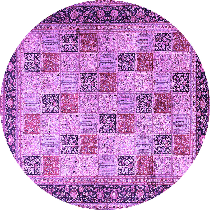 Round Persian Purple Traditional Rug, tr1431pur