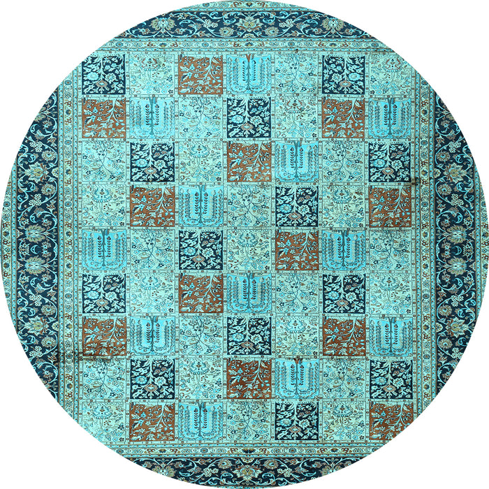 Round Persian Light Blue Traditional Rug, tr1431lblu