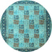 Round Persian Light Blue Traditional Rug, tr1431lblu