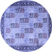 Round Persian Blue Traditional Rug, tr1431blu