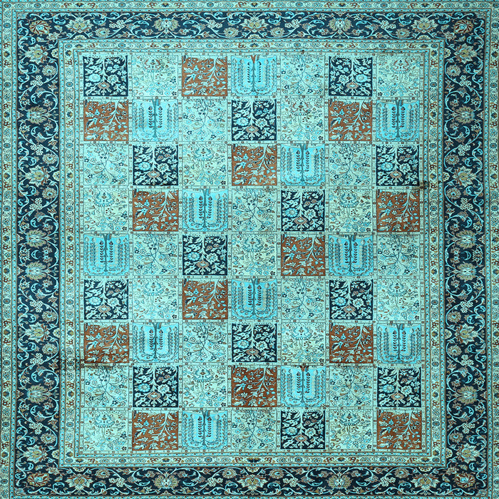 Square Machine Washable Persian Light Blue Traditional Rug, wshtr1431lblu