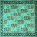 Square Machine Washable Persian Turquoise Traditional Area Rugs, wshtr1431turq