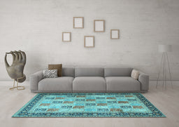 Machine Washable Persian Light Blue Traditional Rug in a Living Room, wshtr1431lblu
