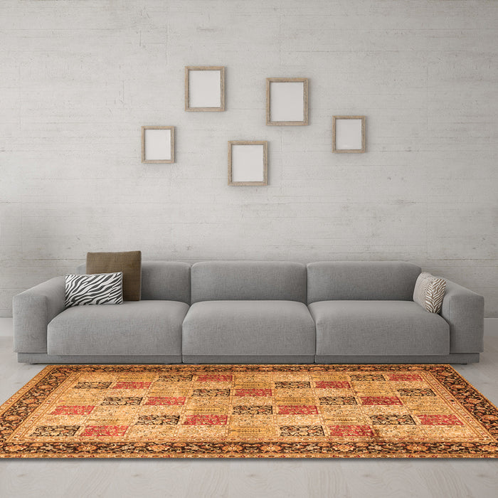 Machine Washable Persian Orange Traditional Area Rugs in a Living Room, wshtr1431org