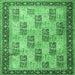 Square Persian Emerald Green Traditional Rug, tr1431emgrn