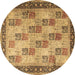 Round Machine Washable Persian Brown Traditional Rug, wshtr1431brn