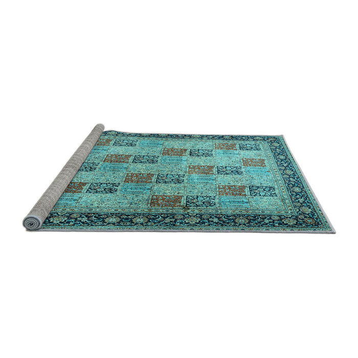 Sideview of Machine Washable Persian Light Blue Traditional Rug, wshtr1431lblu