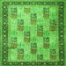 Round Machine Washable Persian Green Traditional Area Rugs, wshtr1431grn