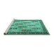 Sideview of Machine Washable Persian Turquoise Traditional Area Rugs, wshtr1431turq