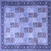 Square Machine Washable Persian Blue Traditional Rug, wshtr1431blu