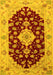 Machine Washable Medallion Yellow Traditional Rug, wshtr1432yw