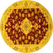 Round Medallion Yellow Traditional Rug, tr1432yw