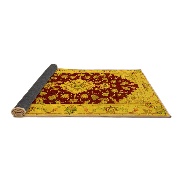 Sideview of Medallion Yellow Traditional Rug, tr1432yw