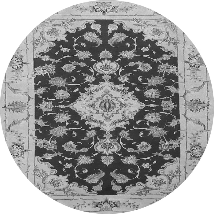 Machine Washable Medallion Gray Traditional Rug, wshtr1432gry