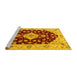 Sideview of Machine Washable Medallion Yellow Traditional Rug, wshtr1432yw