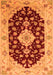 Serging Thickness of Machine Washable Medallion Orange Traditional Area Rugs, wshtr1432org