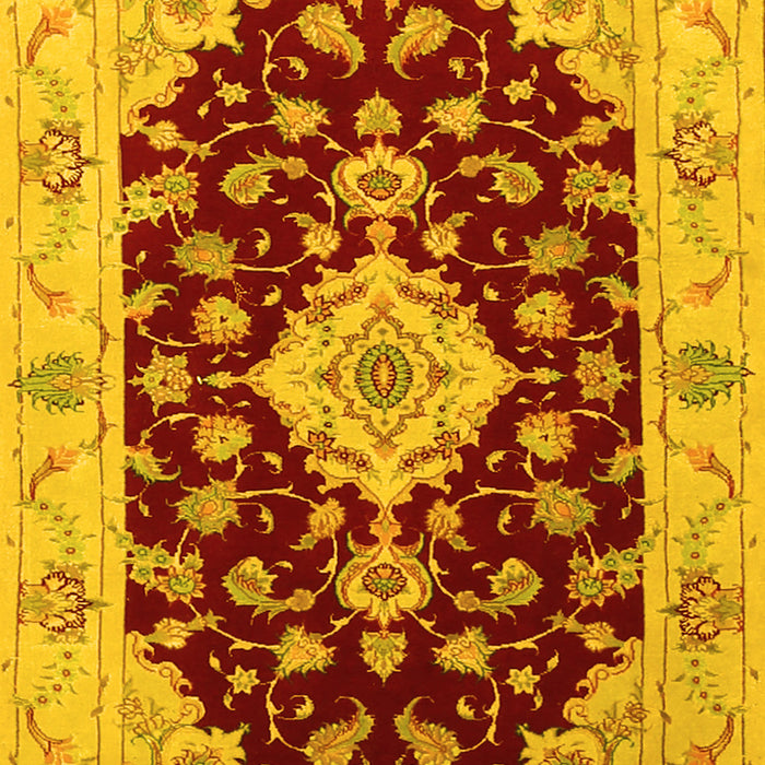 Medallion Yellow Traditional Rug, tr1432yw