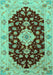 Medallion Turquoise Traditional Rug, tr1432turq