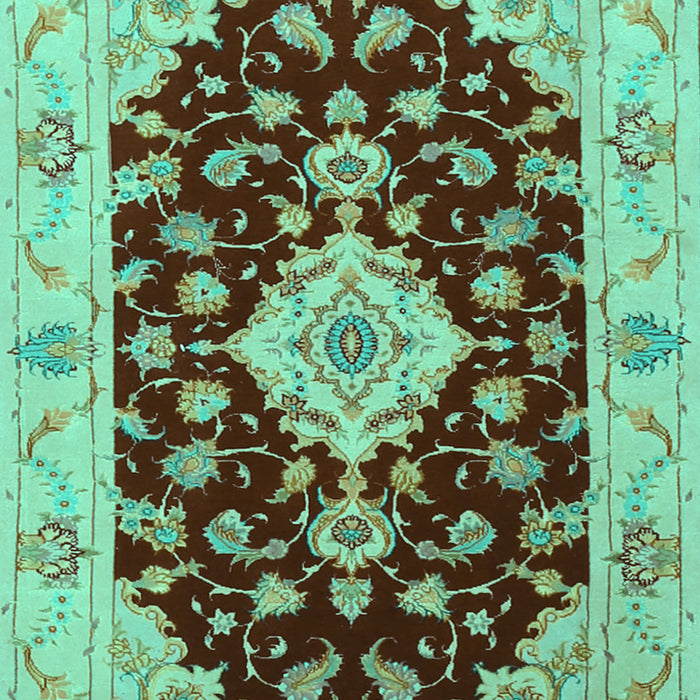 Medallion Turquoise Traditional Rug, tr1432turq