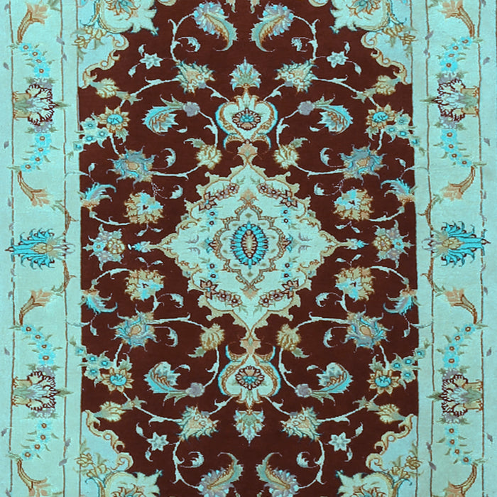 Medallion Light Blue Traditional Rug, tr1432lblu