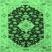 Square Medallion Emerald Green Traditional Rug, tr1432emgrn