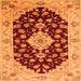 Round Machine Washable Medallion Orange Traditional Area Rugs, wshtr1432org