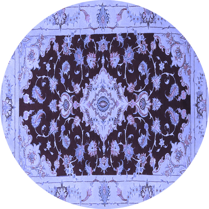 Round Medallion Blue Traditional Rug, tr1432blu
