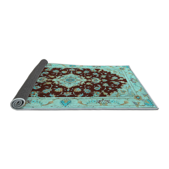 Sideview of Medallion Light Blue Traditional Rug, tr1432lblu
