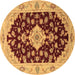 Round Medallion Brown Traditional Rug, tr1432brn