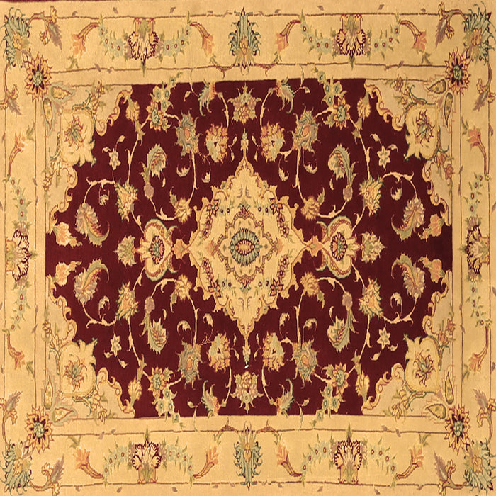 Square Machine Washable Medallion Brown Traditional Rug, wshtr1432brn