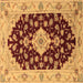 Square Machine Washable Medallion Brown Traditional Rug, wshtr1432brn