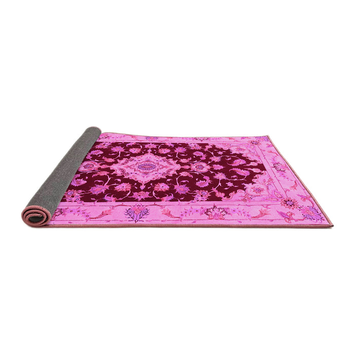 Sideview of Medallion Pink Traditional Rug, tr1432pnk