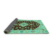 Sideview of Medallion Turquoise Traditional Rug, tr1432turq