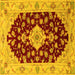 Square Medallion Yellow Traditional Rug, tr1432yw