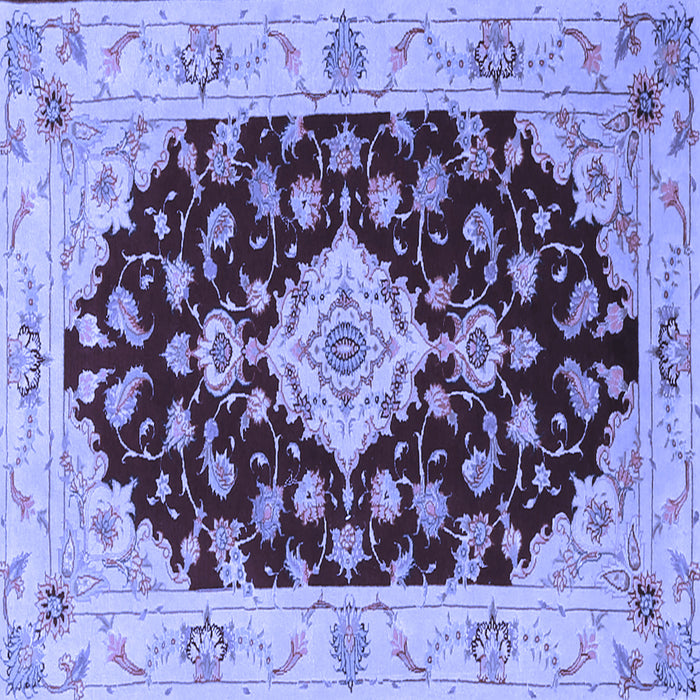 Square Machine Washable Medallion Blue Traditional Rug, wshtr1432blu