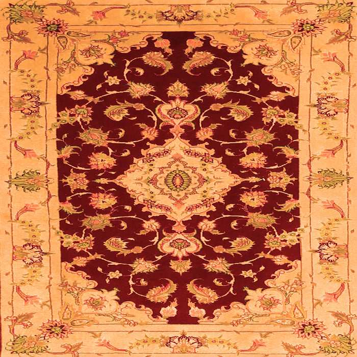 Serging Thickness of Medallion Orange Traditional Rug, tr1432org