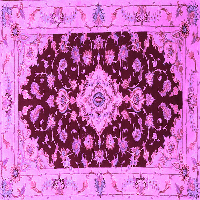 Square Machine Washable Medallion Purple Traditional Area Rugs, wshtr1432pur