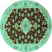 Round Medallion Turquoise Traditional Rug, tr1432turq