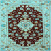 Square Medallion Light Blue Traditional Rug, tr1432lblu