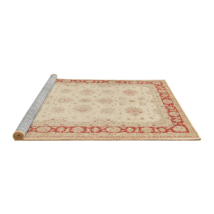 Sideview of Machine Washable Traditional Deep Peach Orange Rug, wshtr1433
