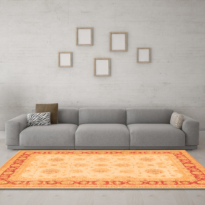 Machine Washable Persian Orange Traditional Area Rugs in a Living Room, wshtr1433org