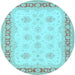 Round Persian Light Blue Traditional Rug, tr1433lblu