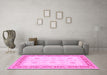 Machine Washable Persian Pink Traditional Rug in a Living Room, wshtr1433pnk