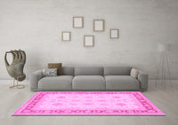 Machine Washable Persian Pink Traditional Rug, wshtr1433pnk